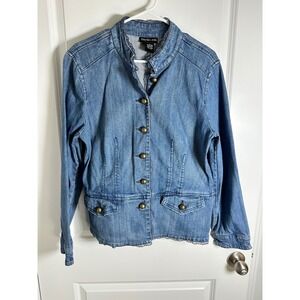 Style & Co Women's Denim‎ Jacket with Lace Trim, Button Front - Casual Chic